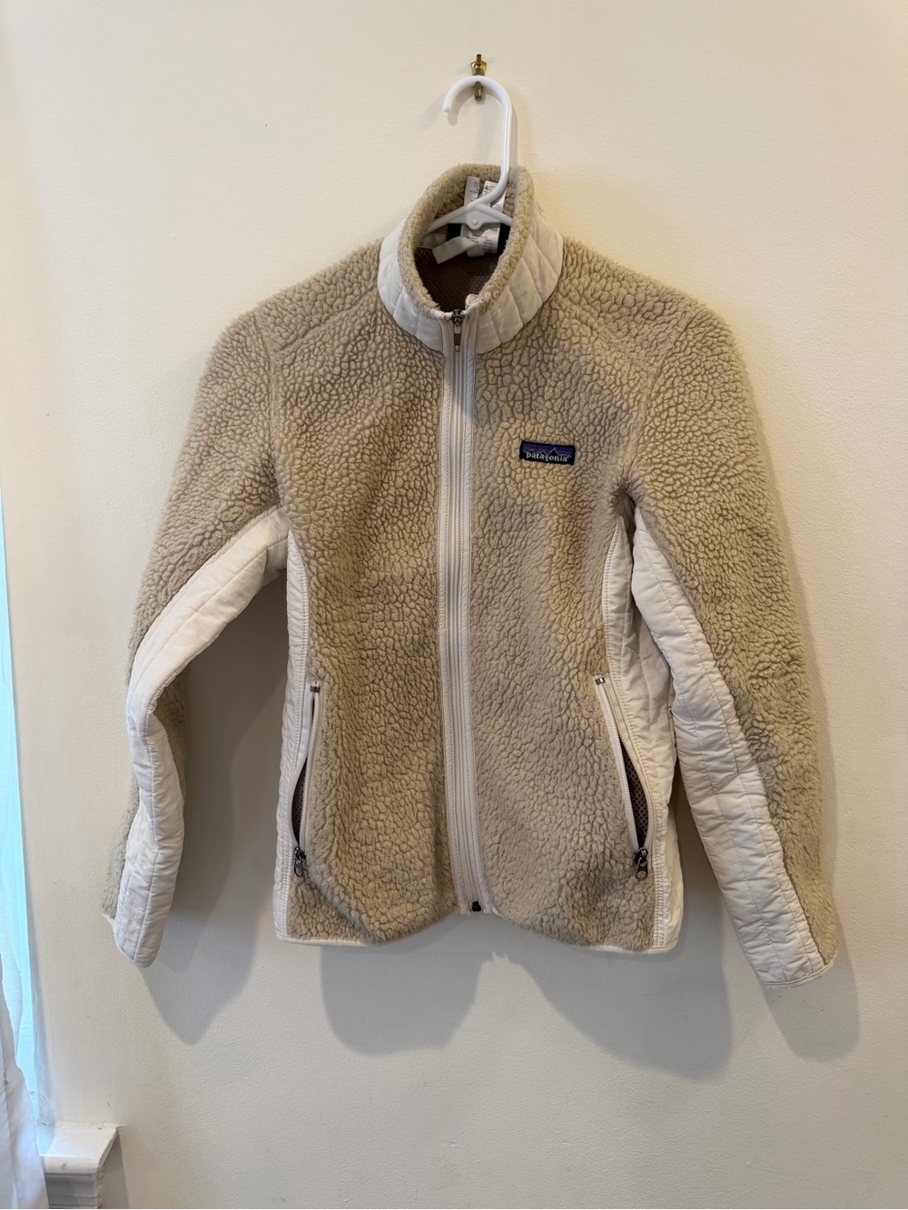 Patagonia Beige Sherpa Jacket with Cream Trim
